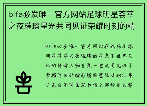 bifa必发唯一官方网站足球明星荟萃之夜璀璨星光共同见证荣耀时刻的精彩瞬间 - 副本